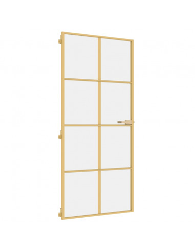 Porta Interni Sottile Oro 93x201,5cm Vetro Temperato Alluminio