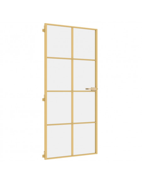 Porta Interni Sottile Oro 93x201,5cm Vetro Temperato Alluminio