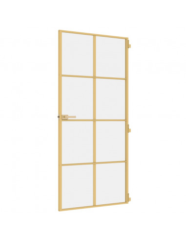 Porta Interni Sottile Oro 93x201,5cm Vetro Temperato Alluminio