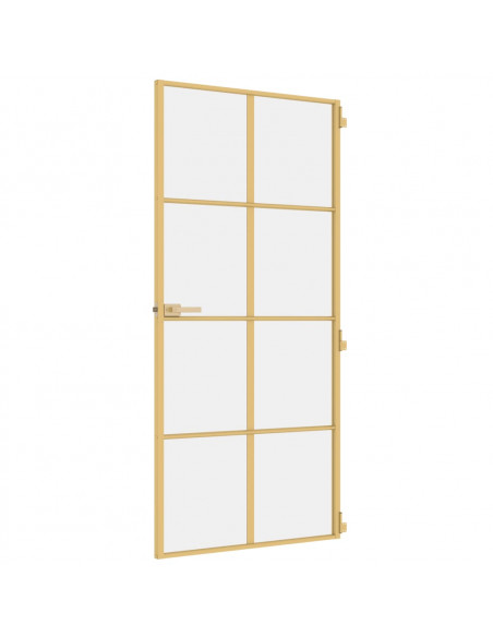 Porta Interni Sottile Oro 93x201,5cm Vetro Temperato Alluminio