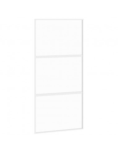 Porta Scorrevole Bianca 102,5x205cm Vetro Temperato e Alluminio