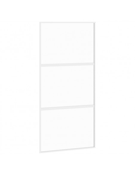 Porta Scorrevole Bianca 102,5x205cm Vetro Temperato e Alluminio