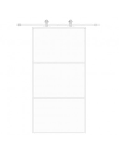 Porta Scorrevole Bianca 102,5x205cm Vetro Temperato e Alluminio