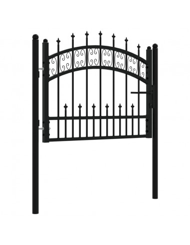 Cancello per recinzione con punta a lancia nero 103x75 cm in acciaio verniciato a polvere