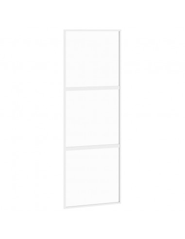 Porta Scorrevole Bianca 76x205 cm Vetro Temperato e Alluminio
