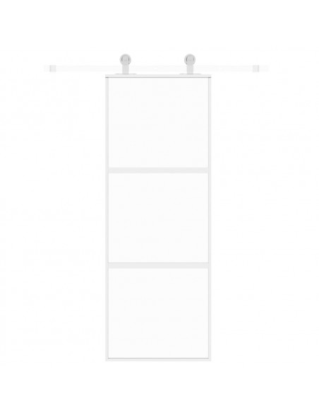 Porta Scorrevole Bianca 76x205 cm Vetro Temperato e Alluminio