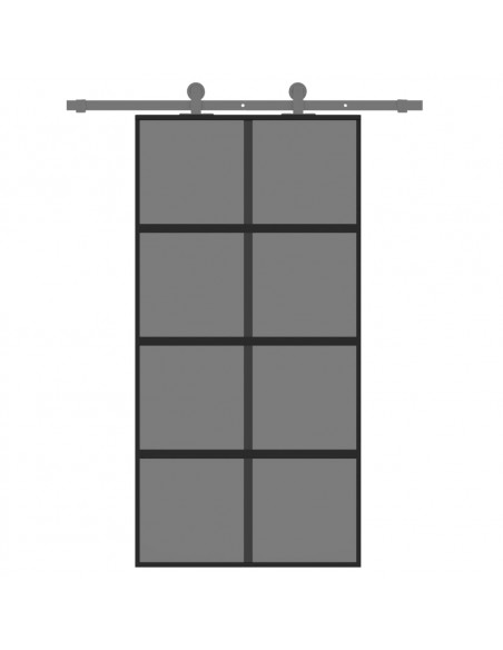 Porta Scorrevole Nera 102,5x205 cm Vetro Temperato e Alluminio