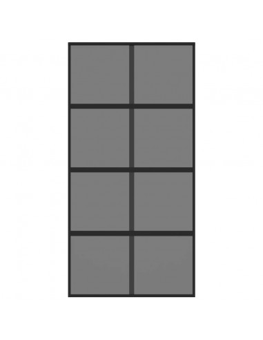 Porta Scorrevole Nera 102,5x205 cm Vetro Temperato e Alluminio