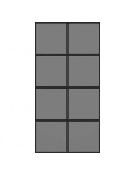 Porta Scorrevole Nera 102,5x205 cm Vetro Temperato e Alluminio