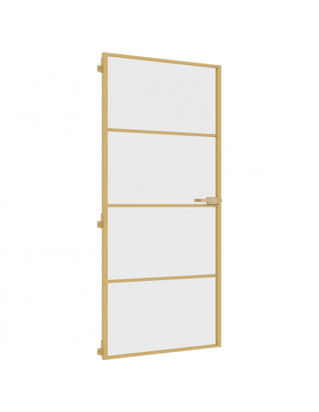 Porta Interni Sottile Oro 93x201,5cm Vetro Temperato Alluminio