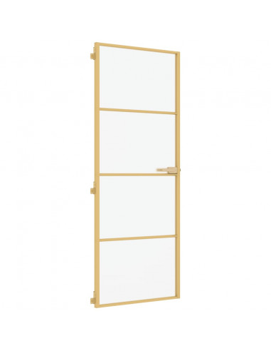 Porta Interni Sottile Oro 76x201,5cm Vetro Temperato Alluminio