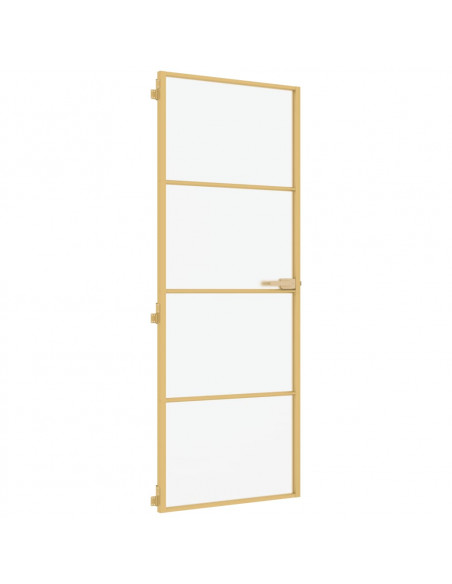 Porta Interni Sottile Oro 76x201,5cm Vetro Temperato Alluminio