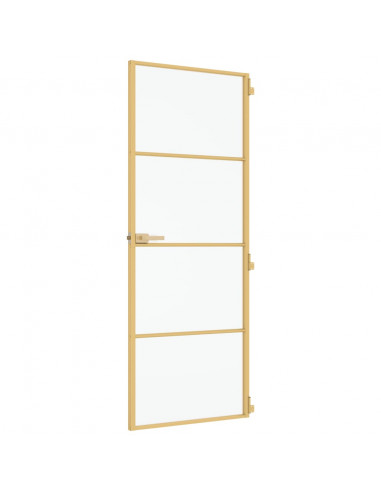 Porta Interni Sottile Oro 76x201,5cm Vetro Temperato Alluminio