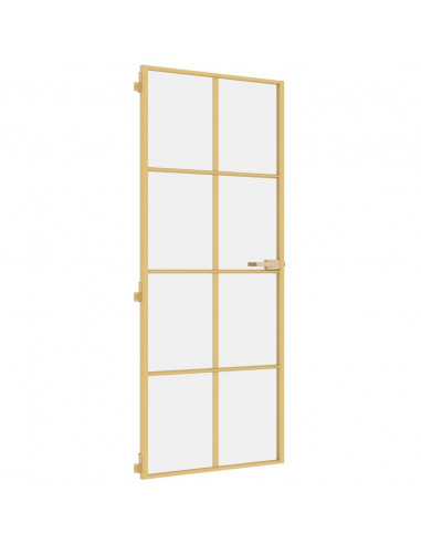 Porta Interni Sottile Oro 83x201,5cm Vetro Temperato Alluminio