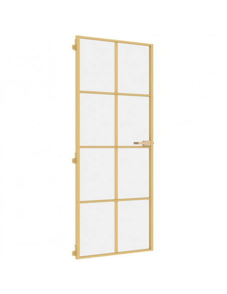 Porta Interni Sottile Oro 83x201,5cm Vetro Temperato Alluminio
