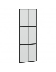 Porta Scorrevole Nera 76x205 cm in Vetro Temperato e Alluminio 2