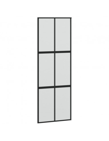 Porta Scorrevole Nera 76x205 cm in Vetro Temperato e Alluminio