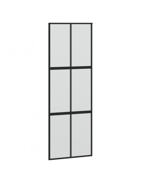 Porta Scorrevole Nera 76x205 cm in Vetro Temperato e Alluminio