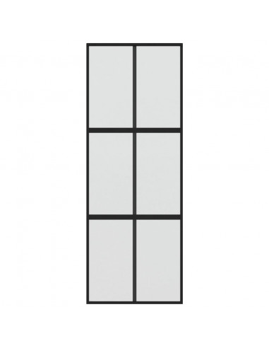 Porta Scorrevole Nera 76x205 cm in Vetro Temperato e Alluminio