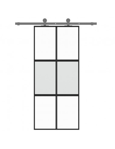 Porta Scorrevole Nera 90x205 cm in Vetro Temperato e Alluminio