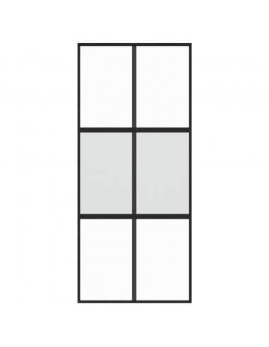 Porta Scorrevole Nera 90x205 cm in Vetro Temperato e Alluminio