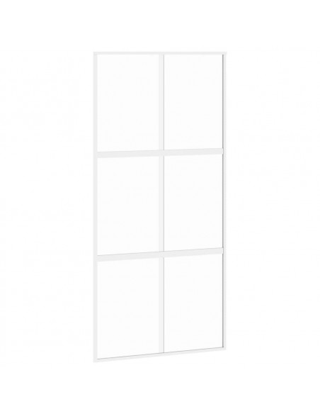 Porta Scorrevole Bianca 102,5x205cm Vetro Temperato e Alluminio
