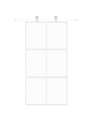 Porta Scorrevole Bianca 102,5x205cm Vetro Temperato e Alluminio