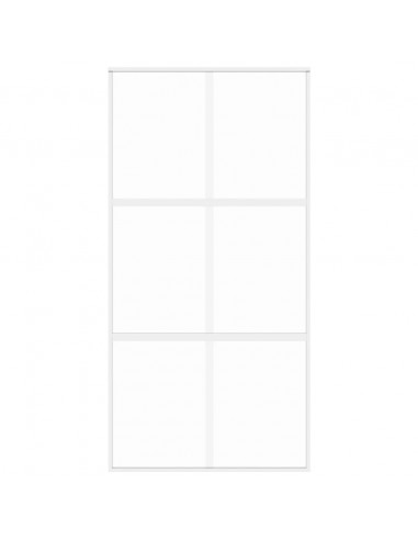 Porta Scorrevole Bianca 102,5x205cm Vetro Temperato e Alluminio