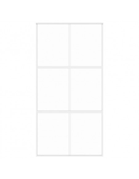 Porta Scorrevole Bianca 102,5x205cm Vetro Temperato e Alluminio