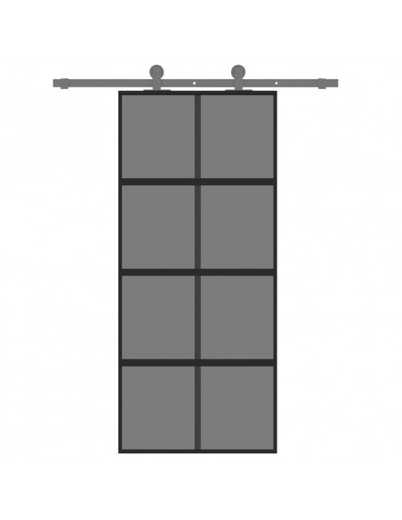 Porta Scorrevole Nera 90x205 cm in Vetro Temperato e Alluminio