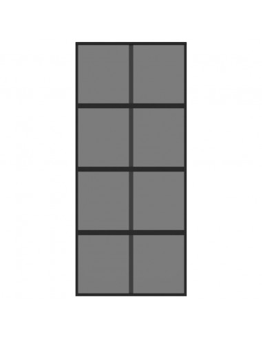 Porta Scorrevole Nera 90x205 cm in Vetro Temperato e Alluminio