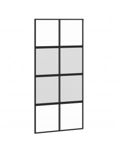 Porta Scorrevole Nera 102,5x205 cm Vetro Temperato e Alluminio 2