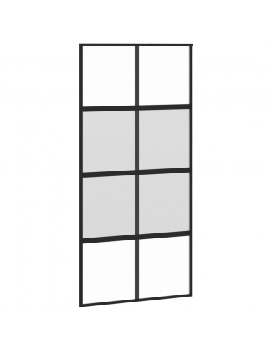Porta Scorrevole Nera 102,5x205 cm Vetro Temperato e Alluminio