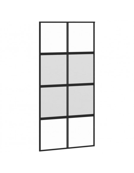 Porta Scorrevole Nera 102,5x205 cm Vetro Temperato e Alluminio
