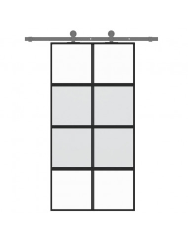 Porta Scorrevole Nera 102,5x205 cm Vetro Temperato e Alluminio