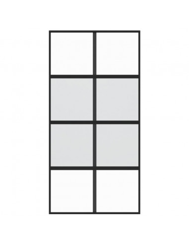 Porta Scorrevole Nera 102,5x205 cm Vetro Temperato e Alluminio