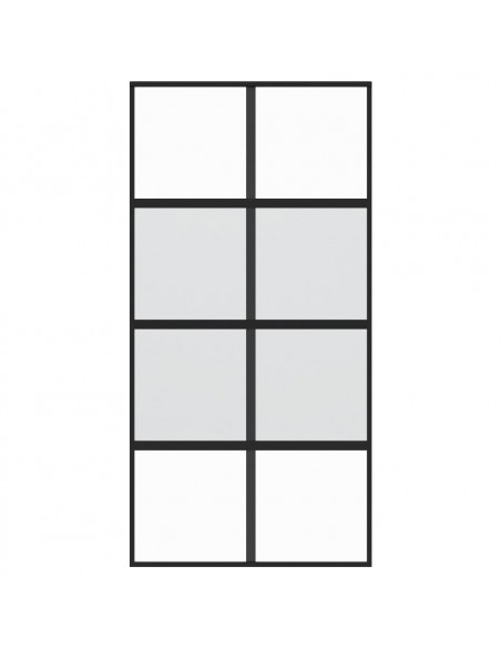 Porta Scorrevole Nera 102,5x205 cm Vetro Temperato e Alluminio