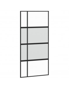 Porta Scorrevole Nera 102,5x205 cm Vetro Temperato e Alluminio 2