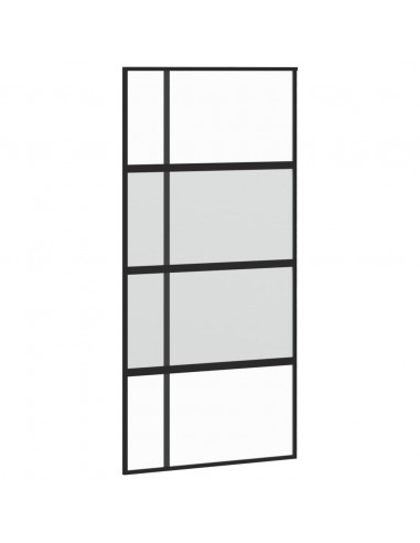 Porta Scorrevole Nera 102,5x205 cm Vetro Temperato e Alluminio
