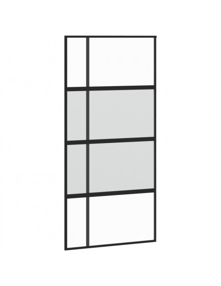 Porta Scorrevole Nera 102,5x205 cm Vetro Temperato e Alluminio