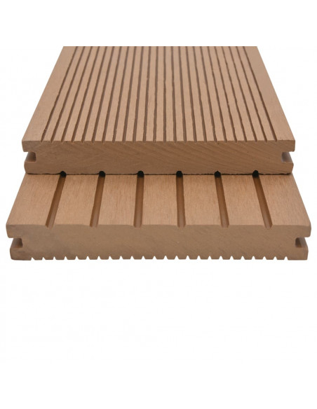 Pavimento per Esterni in WPC Pieno Accessori 20 m² 2,2 m Teak