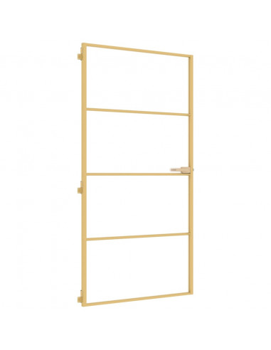 Porta Interni Sottile Oro 102,5x201,5 Vetro Temperato Alluminio