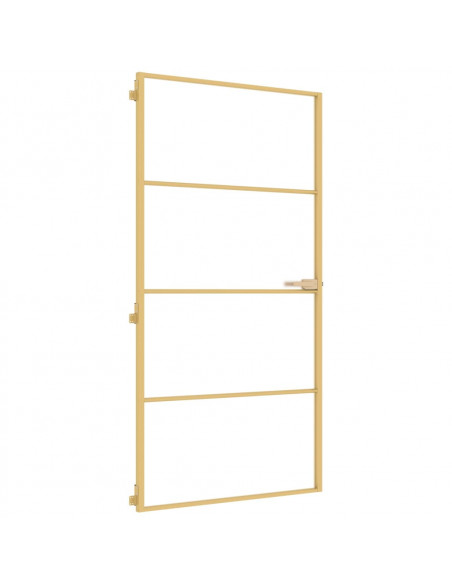 Porta Interni Sottile Oro 102,5x201,5 Vetro Temperato Alluminio