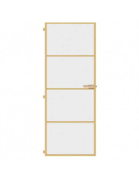 Porta Interni Sottile Oro 76x201,5cm Vetro Temperato Alluminio