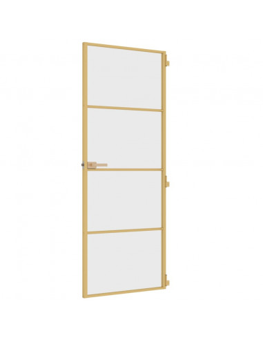 Porta Interni Sottile Oro 76x201,5cm Vetro Temperato Alluminio
