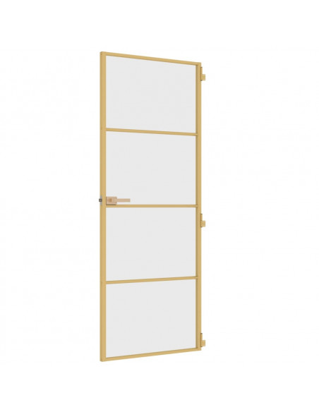 Porta Interni Sottile Oro 76x201,5cm Vetro Temperato Alluminio