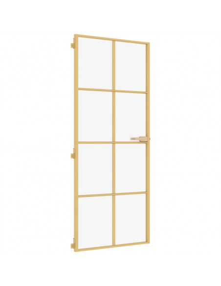 Porta Interni Sottile Oro 83x201,5cm Vetro Temperato Alluminio