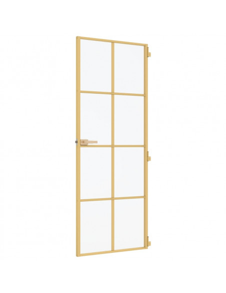 Porta Interni Sottile Oro 83x201,5cm Vetro Temperato Alluminio
