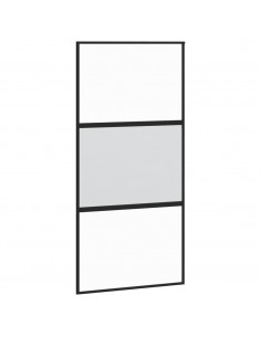 Porta Scorrevole Nera 102,5x205 cm Vetro Temperato e Alluminio 2