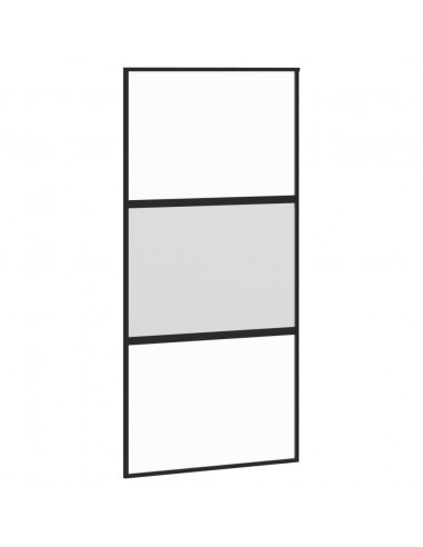 Porta Scorrevole Nera 102,5x205 cm Vetro Temperato e Alluminio